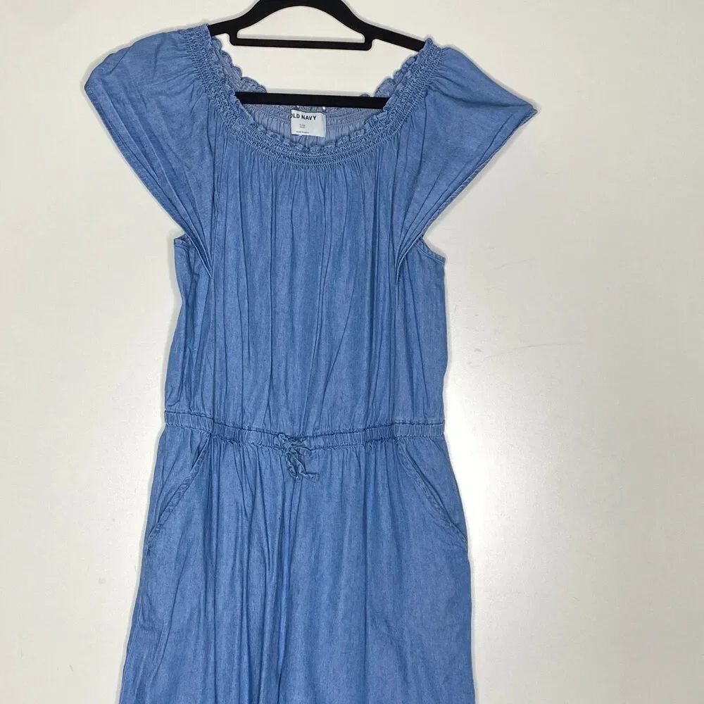 Old Navy Flutter-Sleeve Chambray Jumpsuit Girl's Size 14 Plus